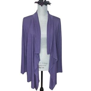 Coldwater Creek Open Front Waterfall Top Hi-Low Hem Periwinkle Purple Sz XS